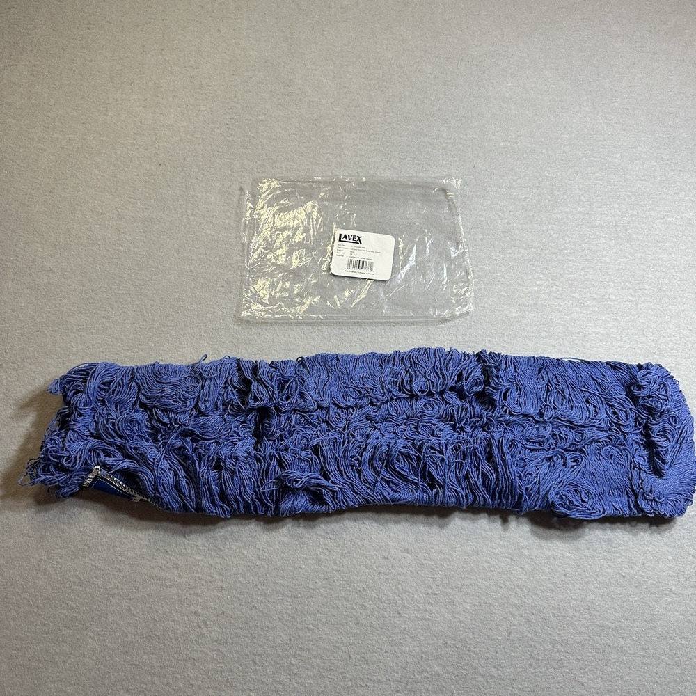Lavex 24x5 Looped End Dry Dust Mop Head Blue Cotton Poly Blend Opened PackageNew